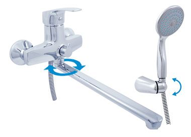 Смеситель для ванны и душа RavSlezak KONGO K053.5/2 настенный хром