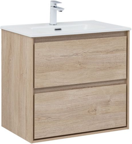 Тумба под раковину Aquanet Милан 00336383 70х45х64 подвесная цвет светлое дерево