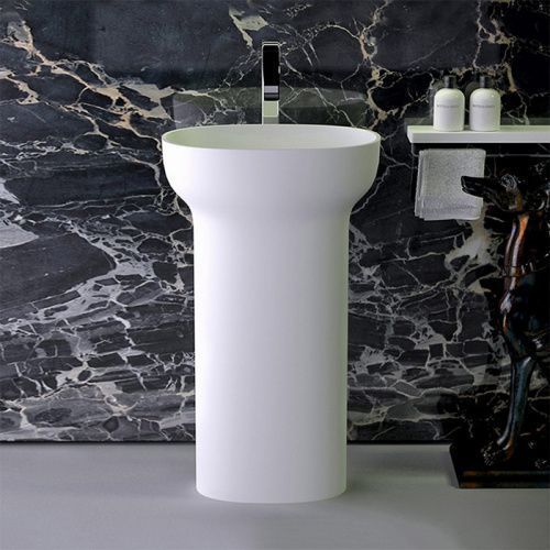 Раковина из композита Knief Prime 53 см 0600-012-01WA напольная цвет белый матовый без отверстий под смеситель