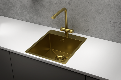 Кухонная мойка Granula 4600, ЗОЛОТО САТИН 46х51 цвет золото сатин поверхность матовая