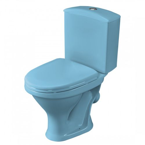 Унитаз-компакт напольный с бачком Santeri Вест 1P2018S0600BF голубой с сиденьем каскадный смыв