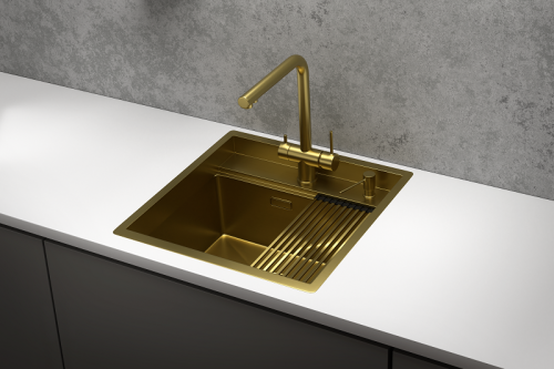 Кухонная мойка Granula Kitchen Space 5051, ЗОЛОТО САТИН 50х51 цвет золото сатин поверхность матовая