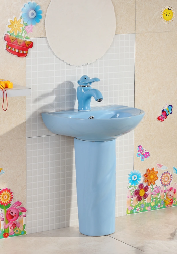 Раковина керамическая Gid Aventura 69910 43х36 напольная цвет голубой 1 отверстие под смеситель