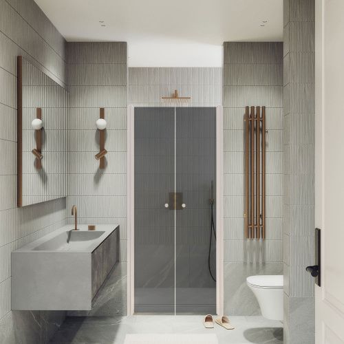 Душевая дверь Maybah Glass MGD-443-1 99х198 стекло тонированное профиль белый матовый