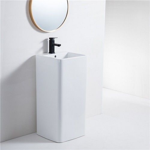 Раковина из санфаянса CeramaLux P7004L 40х40 напольная цвет белый 1 отверстие под смеситель - фото 5