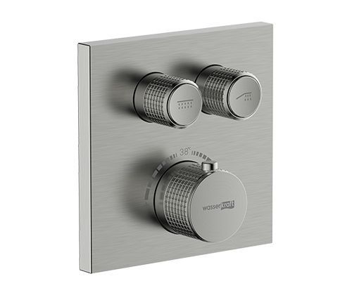 Смеситель для ванны и душа Wasserkraft Wern 4200 4248 Thermo встраиваемый в стену никель с термостатом