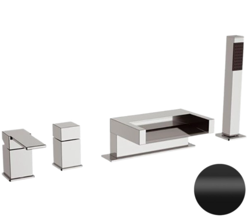 Смеситель Remer Qubika Cascata QC06NO на борт ванны черный