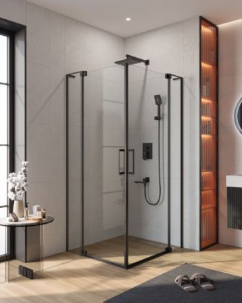 Душевой уголок Cezares SLIDER SLIDER-AH-2-80/90-90/100-C-NERO 80х90 стекло прозрачное профиль черный без поддона