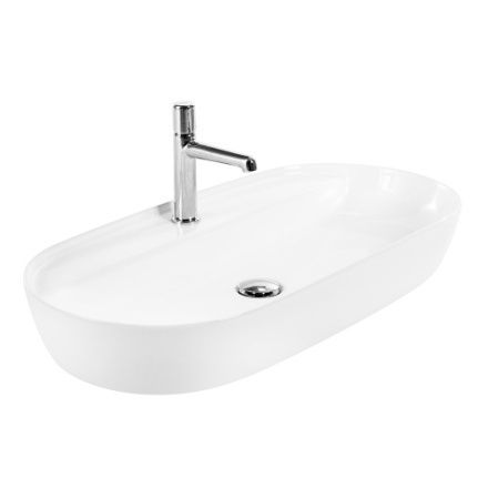 Раковина из сантехнического фаянса BelBagno BB1347 80х40 накладная цвет белый 1 отверстие под смеситель
