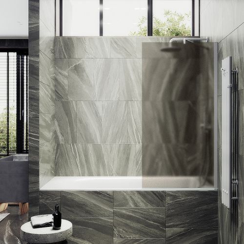 Душевая шторка на ванну Maybah Glass MGV-75-1ш 70х140 стекло тонированное профиль белый ориентация универсальная