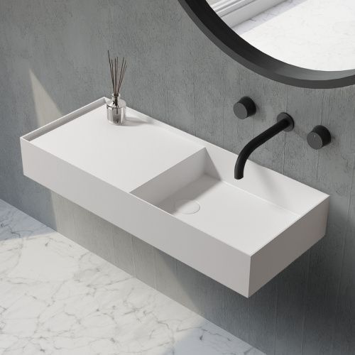 Раковина из искусственного камня Abber STEIN AS2648 80х36 подвесная цвет белый матовый без отверстий под смеситель