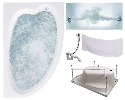 Ванна акриловая гидромассажная Timo IVA IVA1610R-KTIVA16-SPV1505-T-CM-FPIVA16R 160х100 пристенная асимметричная с каркасом