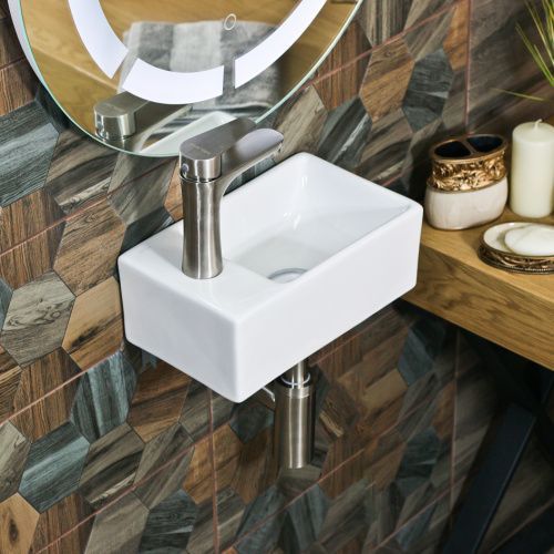 Раковина из сантехнического фарфора Melana 320349R-805 31х19 подвесная цвет белый 1 отверстие под смеситель