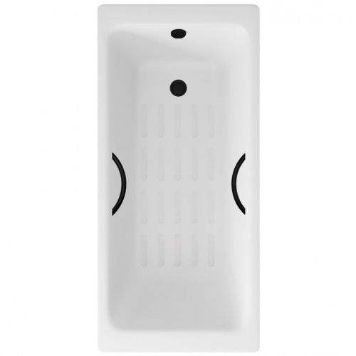 Ванна чугунная Delice Parallel DLR220505RB-AS 170х70 пристенная прямоугольная без ножек с черными матовыми ручками и антискользящим покрытием