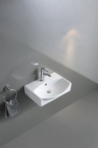 Раковина из санфаянса CeramaLux 78014C 51х40 подвесная цвет белый 1 отверстие под смеситель