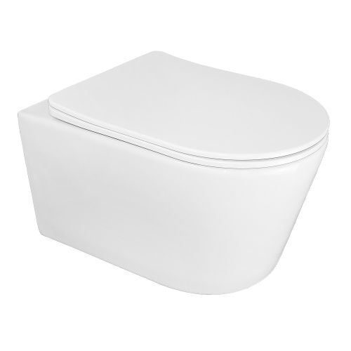 Унитаз подвесной Azario Ollin AZ-0513R белый с сиденьем микролифт безободковый смыв торнадо