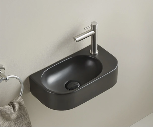 Раковина керамическая Gid Suspendido 62204L 40х22 подвесная цвет черный матовый 1 отверстие под смеситель