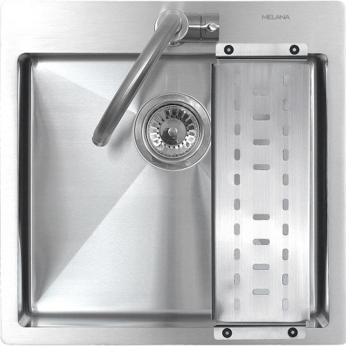 Кухонная мойка Melana ProfLine MLN-R5050H+коландер 50х50 цвет сатин поверхность матовая