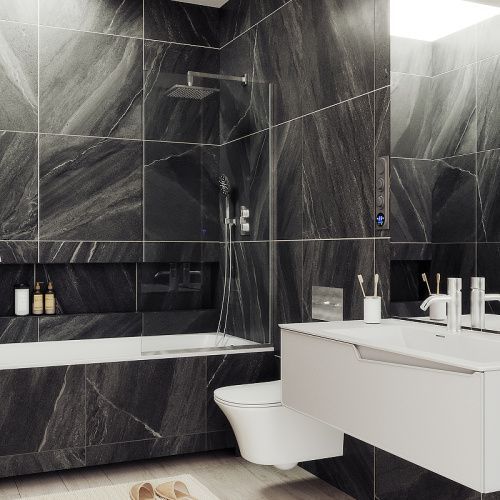 Душевая шторка на ванну Maybah Glass MGV-65-5у 90х140 стекло прозрачное профиль хром матовый ориентация универсальная