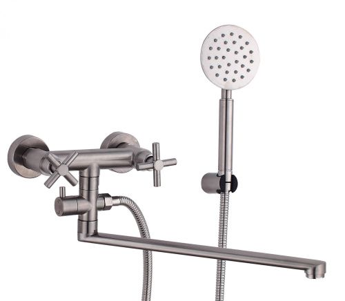 Смеситель для ванны и душа Fmark FS8424 настенный сатин