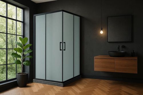 Душевой уголок Royal Bath HPD RB70HPD-C-BL 70х70 стекло матовое профиль черный без поддона