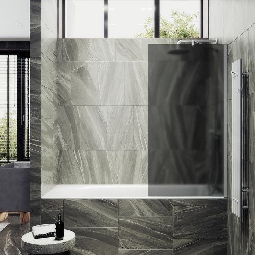 Душевая шторка на ванну Maybah Glass MGV-87-1ш 70х140 стекло тонированное профиль белый ориентация универсальная