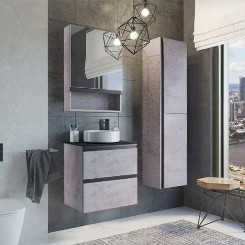 Тумба с раковиной Comforty Эдинбург 00-00005701CF 60х40х71 подвесная цвет бетон светлый