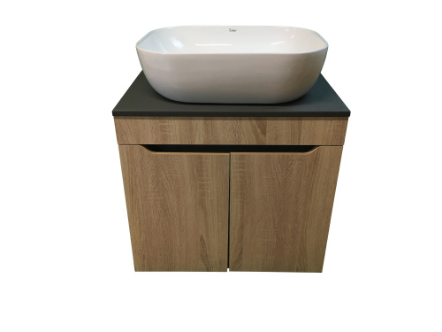 Тумба с раковиной Sintesi STL.W7023_SIN-LVB-APP-403 60х55х50 подвесная цвет темно-серый/коричневый/белый