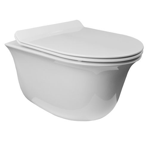 Унитаз подвесной Azario Felice AZ-0051 белый с сиденьем микролифт безободковый каскадный смыв