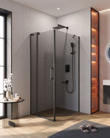Душевой уголок Cezares SLIDER SLIDER-AH-1-100-80/90-GRIGIO-NERO 80х100 стекло тонированное профиль черный без поддона