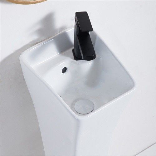 Раковина из санфаянса CeramaLux M9012 27х32 напольная цвет белый 1 отверстие под смеситель - фото 3