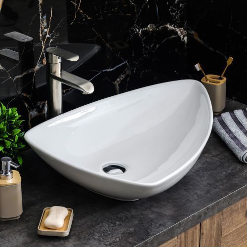 Раковина из сантехнического фарфора Melana 7861-805 68х47 накладная цвет белый без отверстий под смеситель