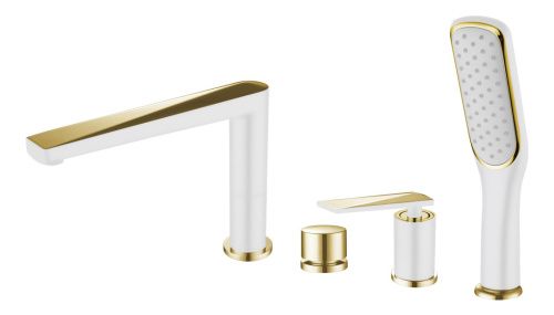 Смеситель Boheme Venturo 380-W на борт ванны белый глянцевый