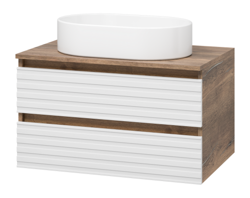 Тумба под раковину Brevita Dakota DAK-09070-19/01-2Я 70х48х43 подвесная цвет белый/коричневый