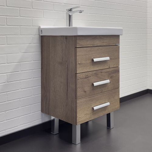 Тумба с раковиной Comforty Никосия 00-00018024CF 50х40х85 напольная цвет дуб темный