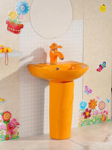 Раковина керамическая Gid Aventura 69906 43х36 напольная цвет оранжевый 1 отверстие под смеситель