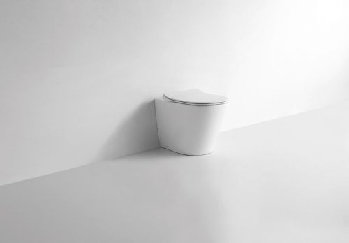 Унитаз приставной CeramaLux 3178 белый глянцевый с сиденьем микролифт безободковый каскадный смыв