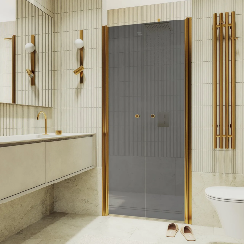Душевая дверь Maybah Glass MGD-431-3 80х198 стекло тонированное профиль золото глянцевое