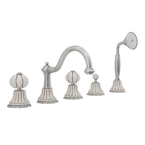 Смеситель Migliore OLIVIA 19013 на борт ванны белый/платина/хром