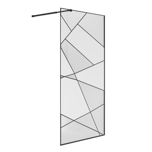 Душевая перегородка Niagara Nova NG-680-12BLACK 120х195 стекло прозрачное с рисунком профиль черный матовый