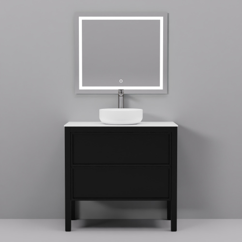 Тумба с раковиной+зеркало Art Decco Elisa (Элиса) AES09F78S3MF 90x45x85 напольная цвет черный дуб