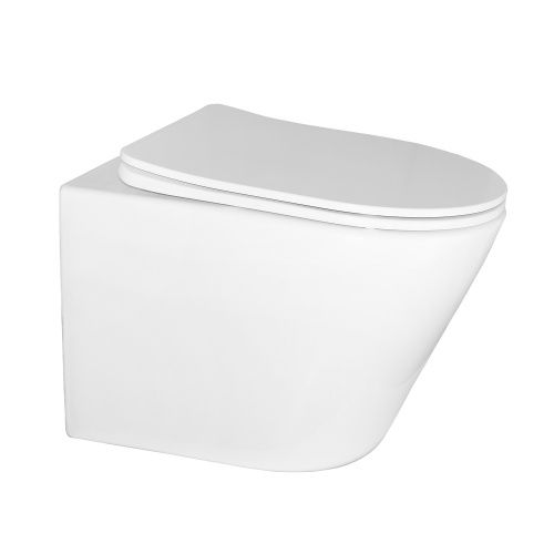 Унитаз подвесной Azario Teramo AZ-0053 SP белый с сиденьем микролифт безободковый каскадный смыв