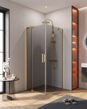 Душевой уголок Cezares SLIDER SLIDER-AH-1-90-70/80-GRIGIO-BORO 70х90 стекло тонированное профиль золото брашированное без поддона