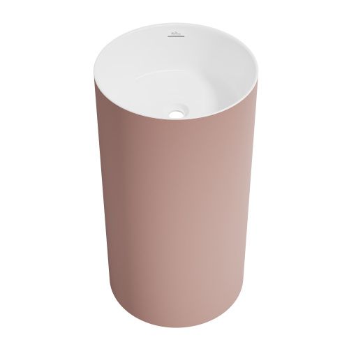 Раковина акриловая Wellsee Chalice Perfection 230623000 45х45 напольная цвет светло-розовый/белый без отверстий под смеситель