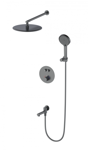 Душевая система Wonzon & Woghand WW-88929010-BGM встраиваемая в стену цвет графит с термостатом