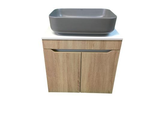 Тумба с раковиной Sintesi STL.W7021_SIN-LVB-APP-409GM 60х55х50 подвесная цвет белый/коричневый/темно-серый