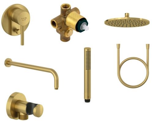 Душевой гарнитур Kludi BOZZ 38736N076 настенный встраиваемый золото брашированное/шлифованное