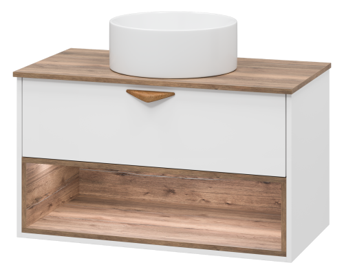 Тумба под раковину Brevita Bergen BER-07090-19-01-1Я 90х48х52 подвесная цвет белый/коричневый