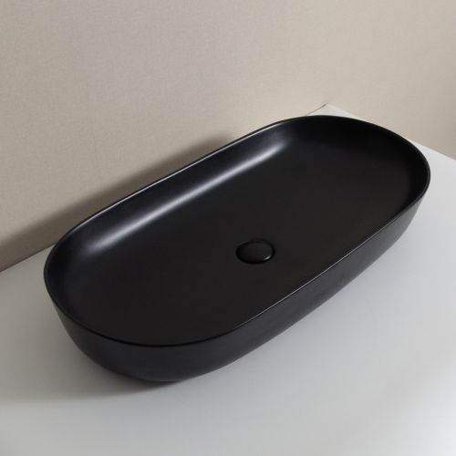 Раковина из санфаянса CeramaLux 78327-1MB 61х41 подвесная цвет черный матовый 1 отверстие под смеситель