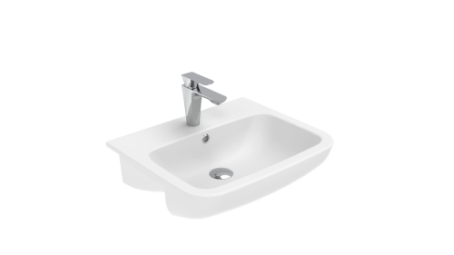 Раковина из сантехнического фарфора Creavit Ness NS055-00CB00E-0000 50х50 накладная цвет белый